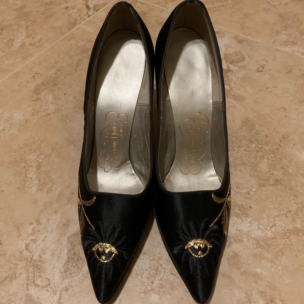 Vintage Satin Black Heels